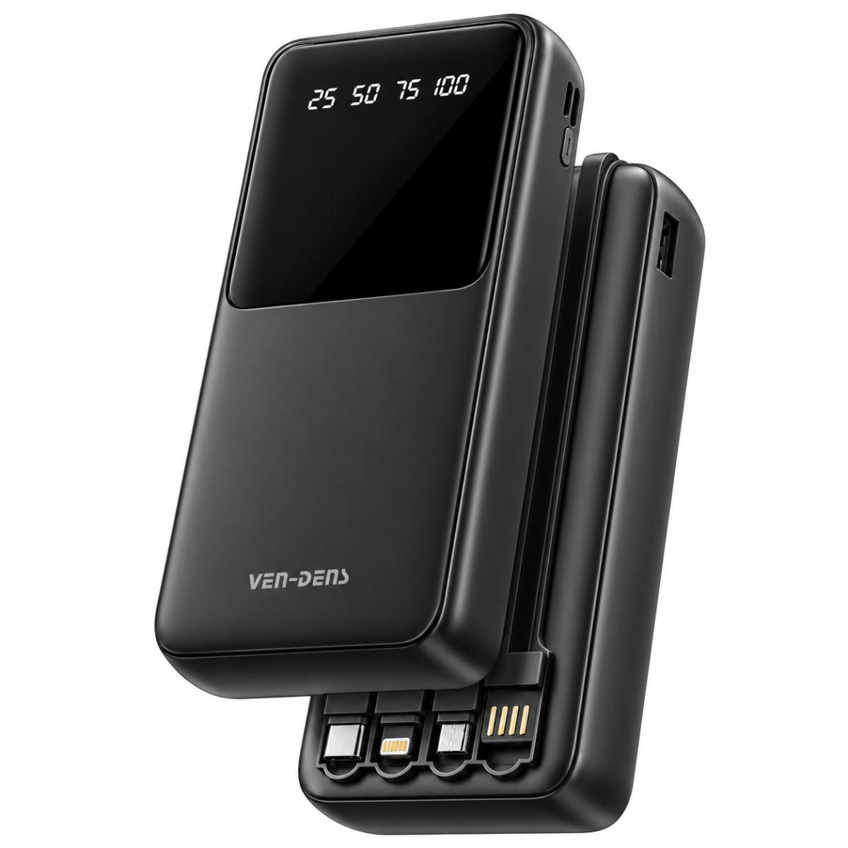 VEN-DENS VD-PB046 20000mAh Power Bank with Built-in Cables & Digital Display - Image 2