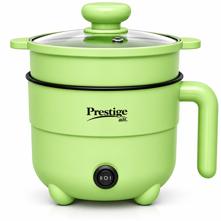 Prestige Mini Multi-Functional Electric Rice Cooker with Non-Stick Pot and Steamer