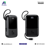 **Alt Text:** Baseus Qpow Pro 10000mAh Power Bank with 22.5W Fast Charging, Digital Display and Type-C Port – Black