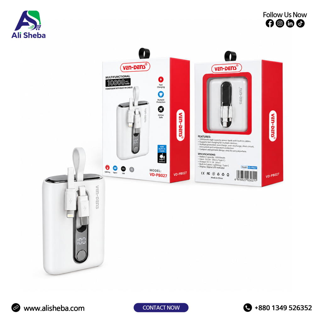 Ultra-Portable 10000mAh Power Bank – Lightweight & Reliable Charging | VD-PB027