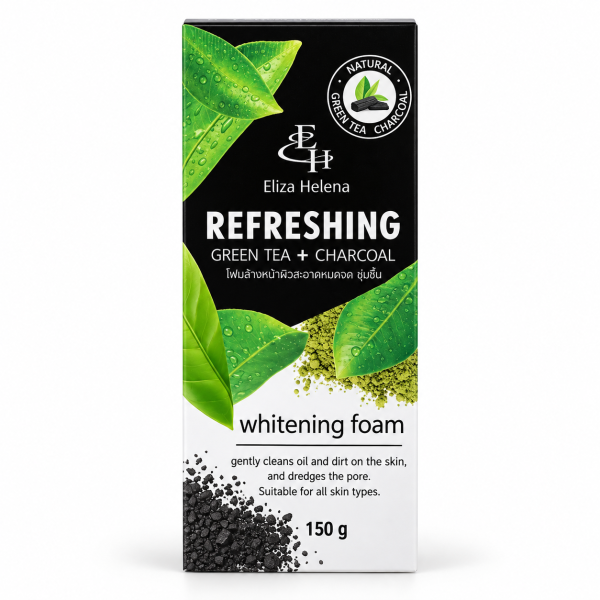 Eliza Helena Refreshing Green Tea + Charcoal Whitening Foam 150g