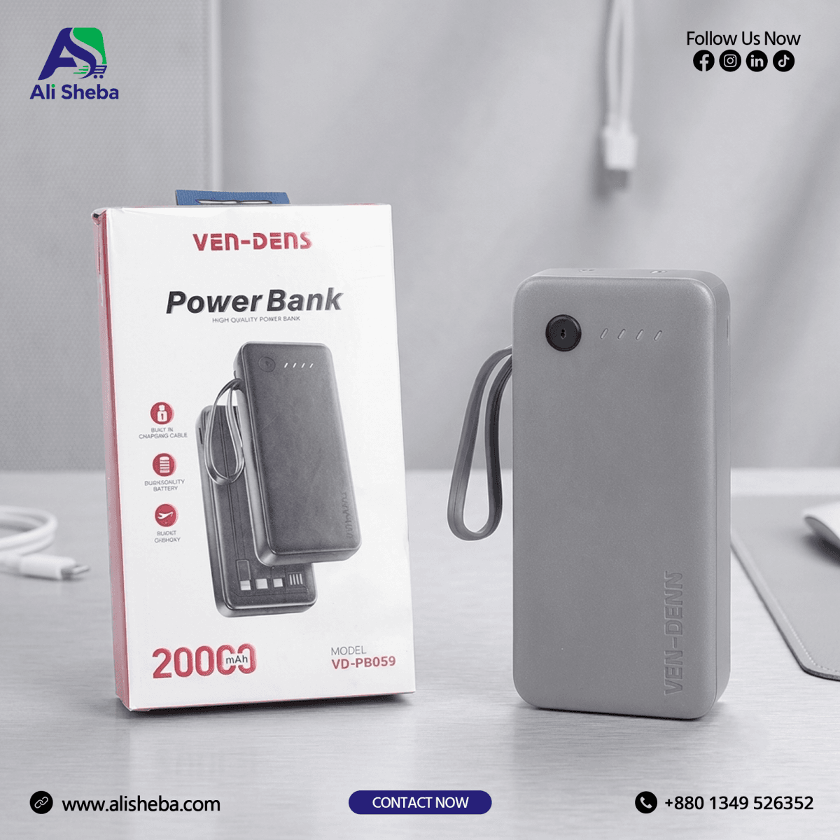 VEN-DENS Power Bank 20000mAh (VD-PB059) Price in Bangladesh
