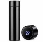 Black Smart LED Temperature Display Thermos Water Bottle showing 55°C with stylish insulated design.