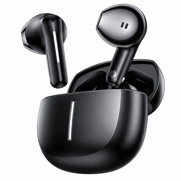 Hoco EQ33 Gem Wireless Bluetooth Headset with charging case, Hi-Fi sound quality, EQ sound effects, app support and 28-hour battery life.