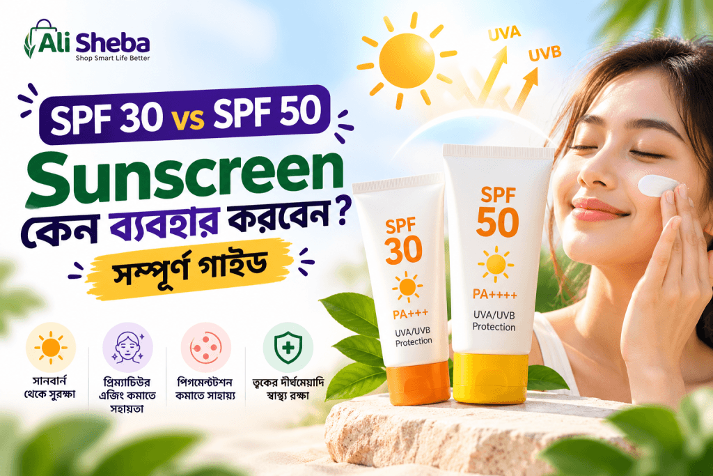 SPF 30 vs SPF 50 Sunscreen কেন ব্যবহার করবেন – Ali Sheba